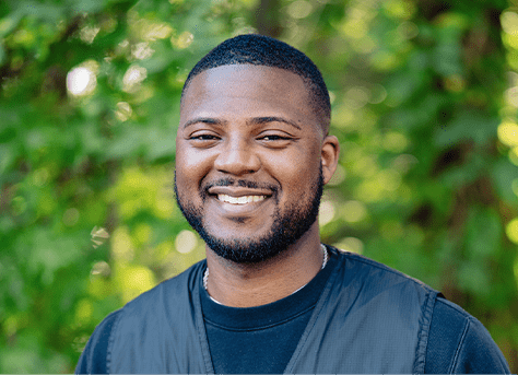 Austin Hero Banner Image of Austin smiling with his introduction and the My Journey to JIVI® logo on the side