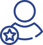 Human icon with star badge  Human icon with star badge